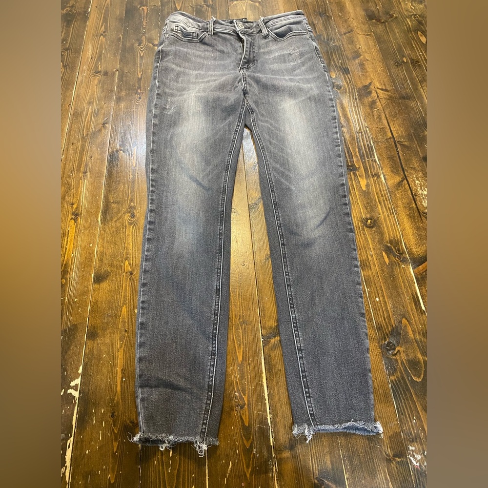 Judy Blue Distressed Gray Ankle Jeans